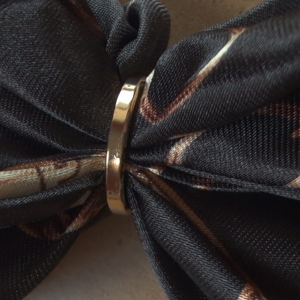 Black and Gold Chain Print Bag Scarf Twilly - Picture 3 of 4